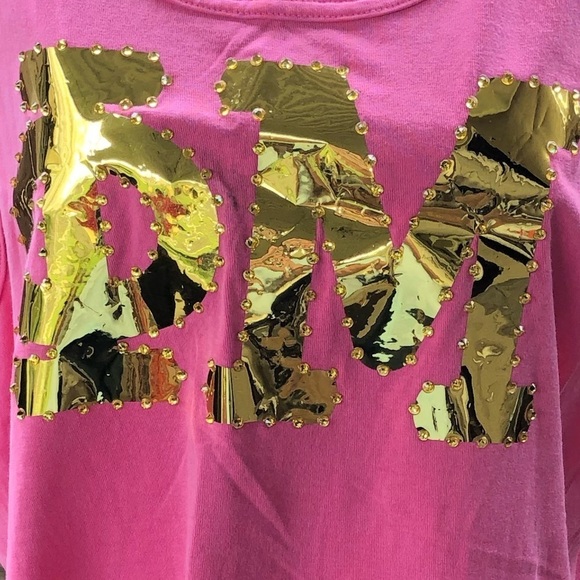 Comfort Colors Pink with Metallic Gold & Bling Phi Mu Cotton Tank Top Size L - Picture 2 of 4